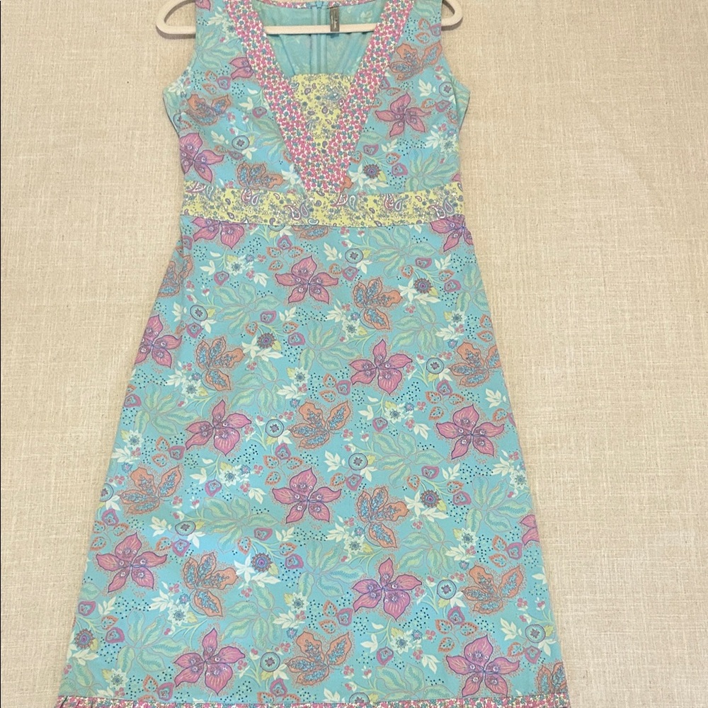 Hanna Andersson Dress Women’s 8 Blue/Pink Floral Midi Cottagecore Paisley - Picture 13 of 16